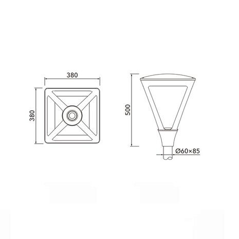 VSP 24W, 3320 lumen, 4000K, optiek T1, voor top 60mm, 20KV
