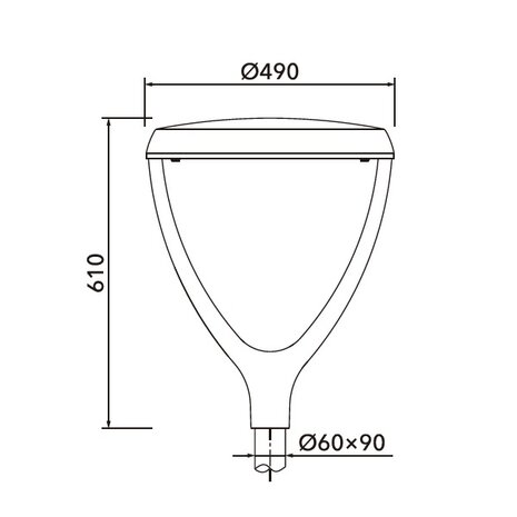 LCR-V 24W, 3120 lumen, 4000K, optiek T1, voor top 60mm, 20KV